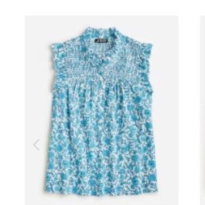 J. Crew Garden Soft Gauze top in Blue Blooms Block Print